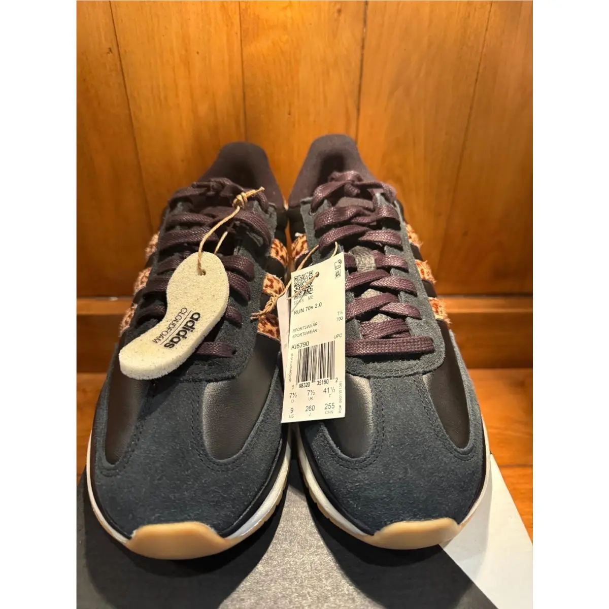 Run 70s 2.0 Sneakers Size 9 with Leopard Print Detail with Real Fur by Adidas
