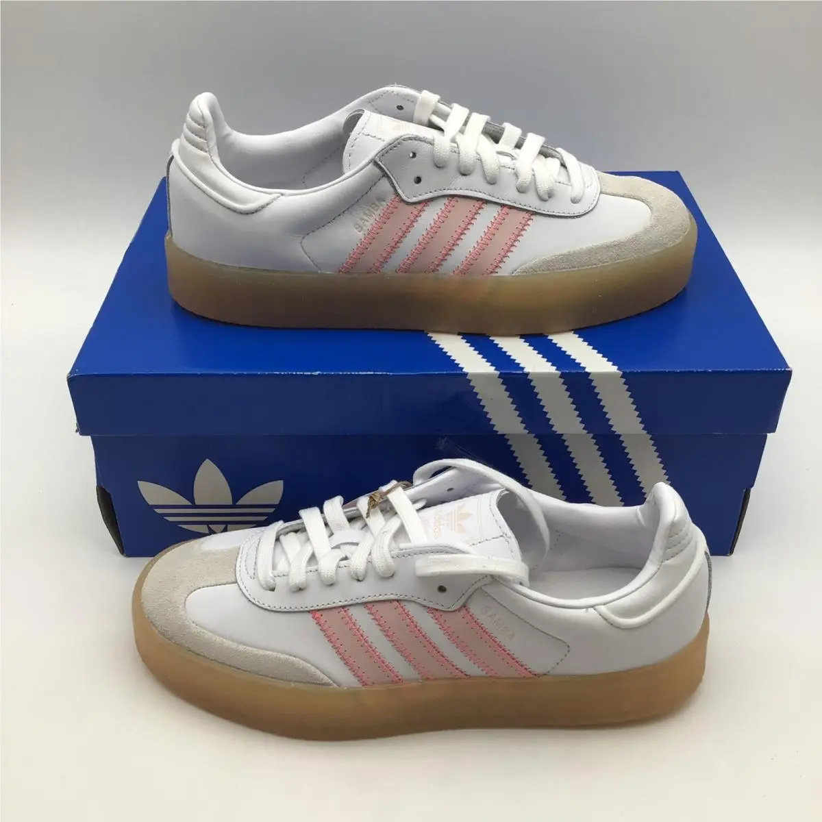 Sambae W Womens Size 7 White Pink Platform Gum Sole Sneakers IH4026 by Adidas