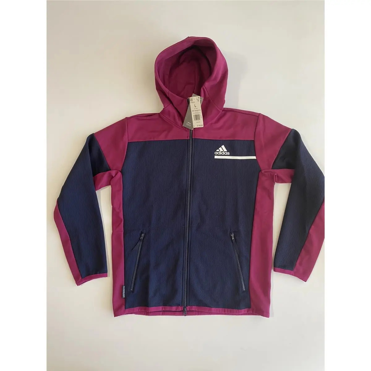 Zne Areoready Men’s Full-zip Hoodie Navy Blue Pockets Jacket FT6131 Sz L by Adidas