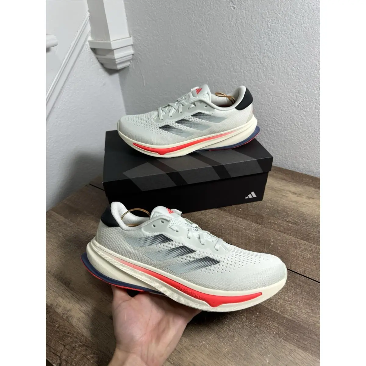 Supernova Rise Crystal Jade Carbon Solar Red Size 11 SKU:ID3590 by Adidas
