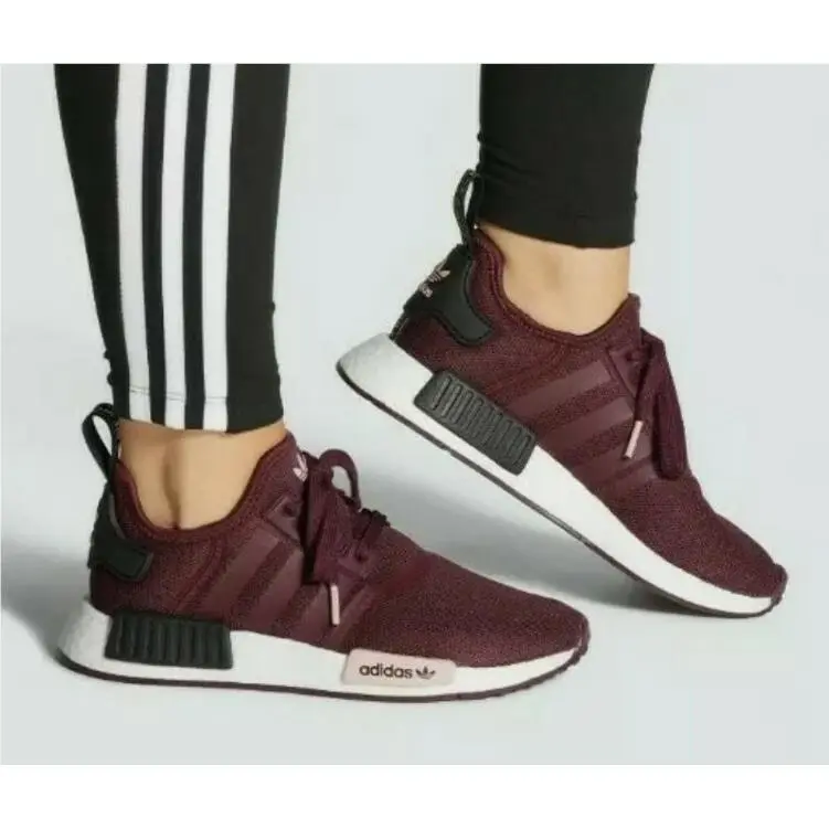 Adidas NMD_R1 Originals Burgundy Women`s Running Sneakers FV0409 US Size 11