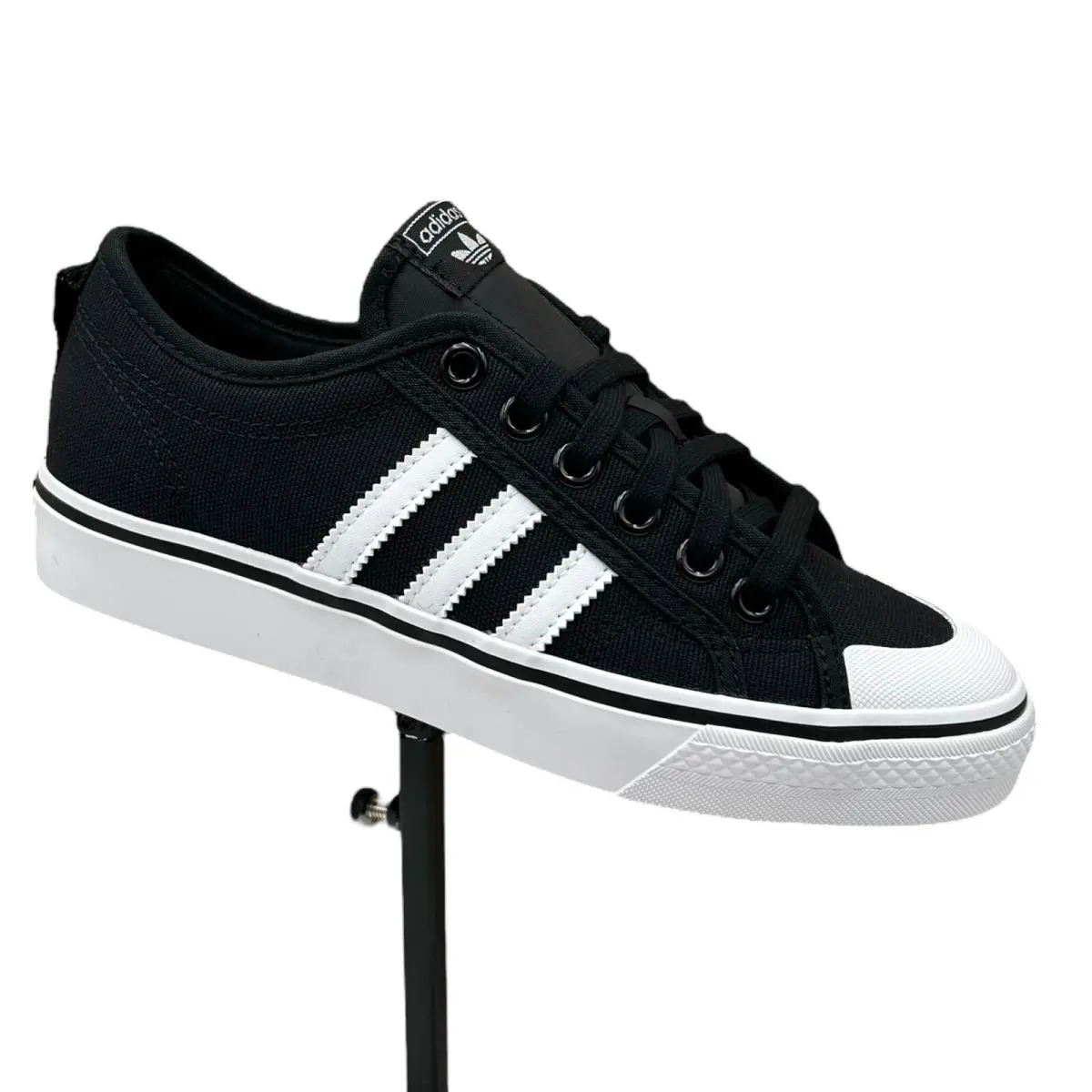 Youth Boys Nizza Sneakers Size 6 Black White Canvas Vintage Hoops Style by Adidas