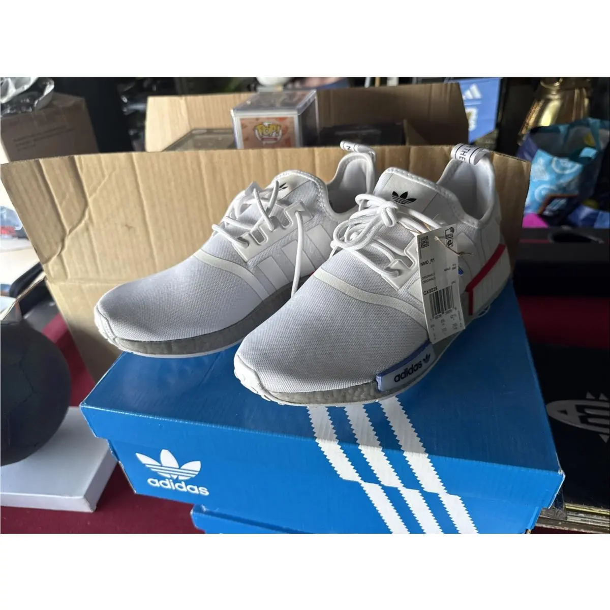 Boost La Marque Aux 3 Bandes Men`s 9 White 3 Stripes Athletic Shoes by Adidas