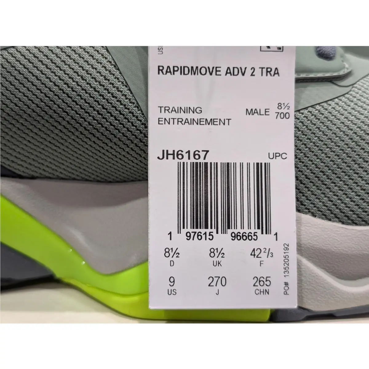 Adidas shoes - adidas Rapidmove ADV 2 HIIT Training Shoes - JH6167 - Silver Green / Black / Lemon (UPC: 197615966651) 11