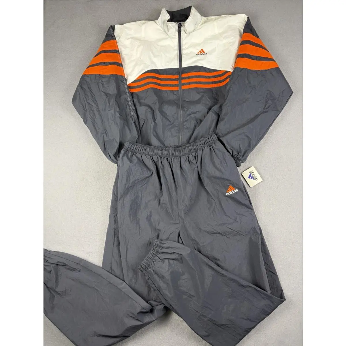 Vintage  Windbreaker Track Suit Men’s Large Gray Orange Joggers Jacket 90s by Adidas