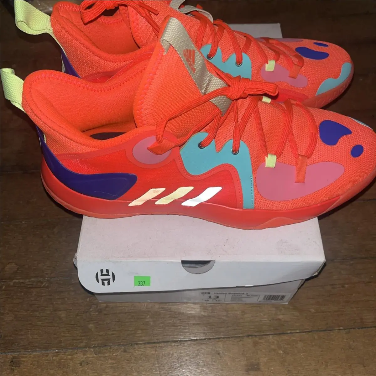 Harden Stepback 2 Mens 10 Basketball Shoes Solar Red Yellow Blue FZ1077 by Adidas