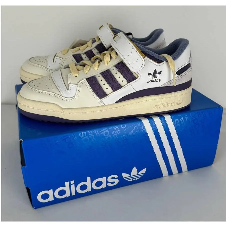 Adidas Womens Forum 84 Low Sneakers Shoes Size 5 White Tech Purple Cream