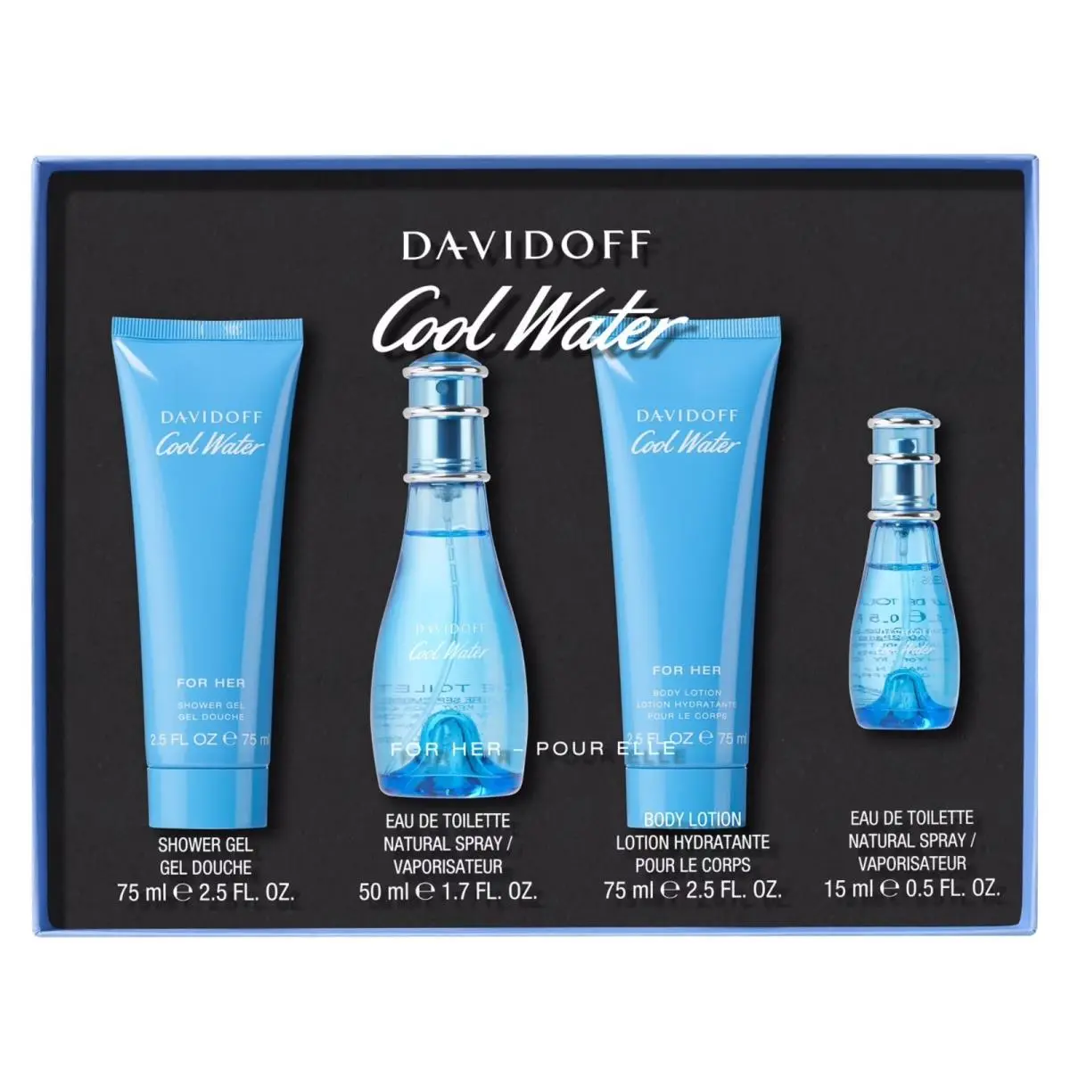 Cool Water by Davidoff Fragrance For Women 4 Piece Gift Set