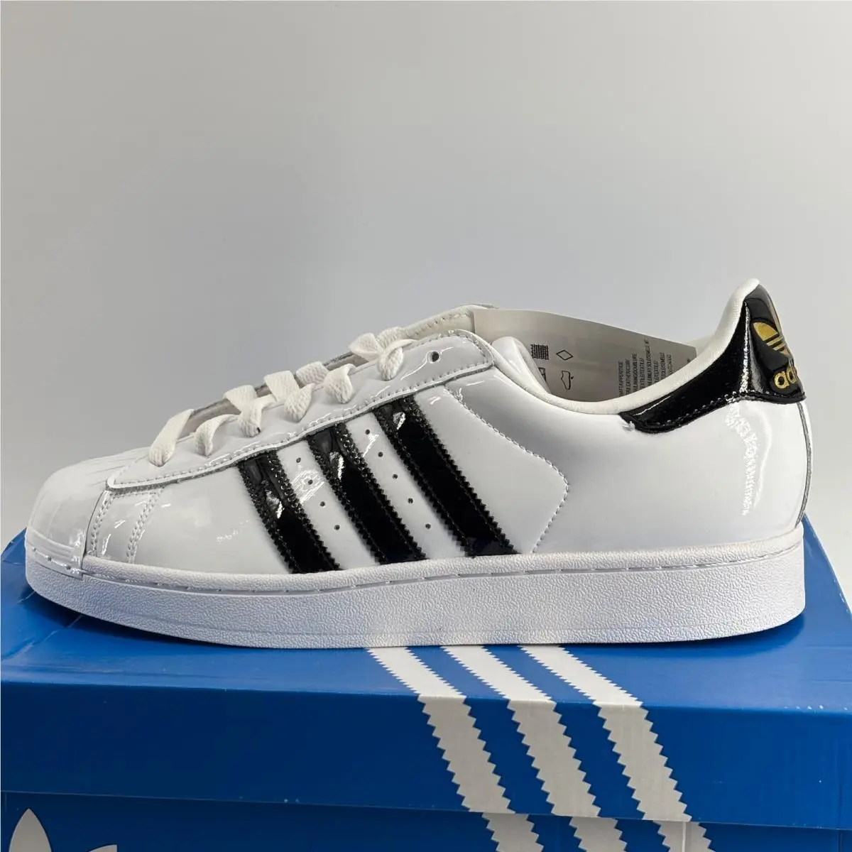 Adidas Superstar II W Womens Size 9.5 White Black Patent Leather JS4010