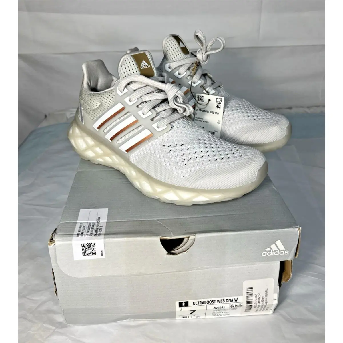 Adidas Ultraboost Web Dna Grey Copper Metallic Women`s sz 7 Running Shoes