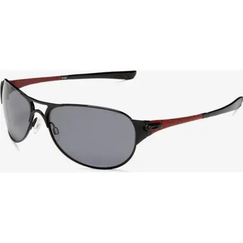 60-15-130 Restless Shiny Blk Red Leather/ Polarized Grey 12-997 by Oakley