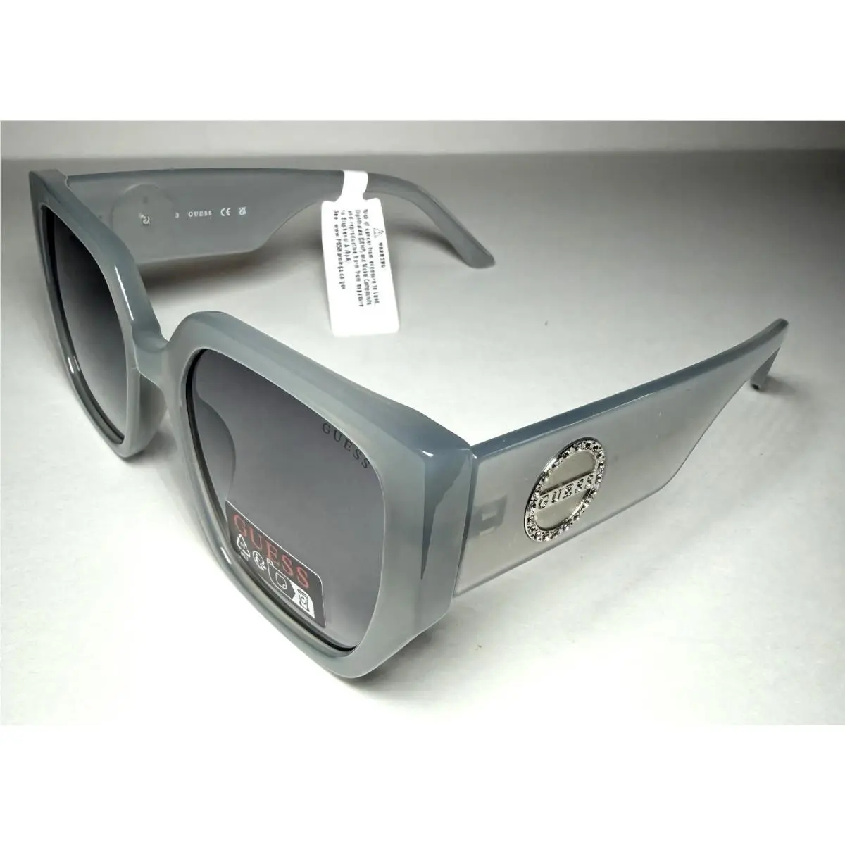 Classic Gray Rhinestone Logo GO00049 Sunglasses + Case by Guess