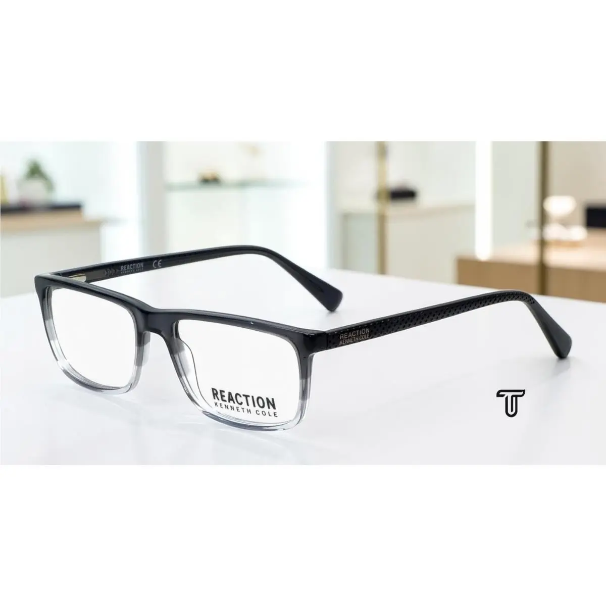 Reaction  KC0803 020 Grey Clear Lens Plastic 54 mm Men`s Eyeglasses by Kenneth Cole