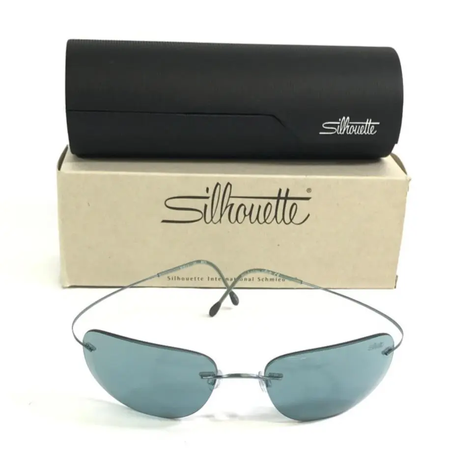 Sunglasses M8571 /45 6075 Blue Rimless Frames with Light Blue Lenses by Silhouette