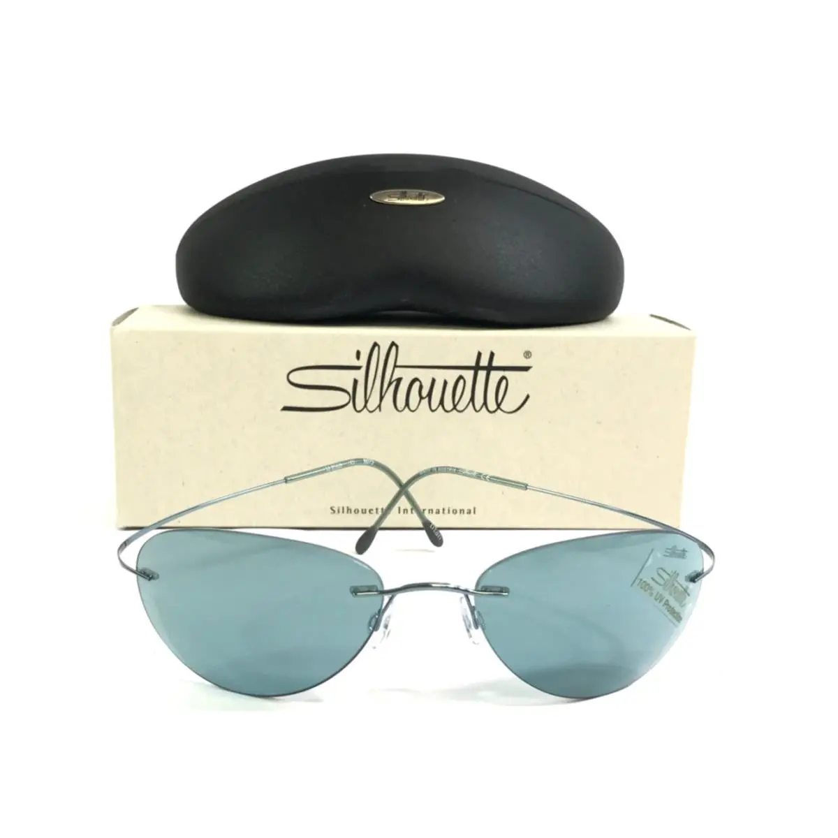 Sunglasses M8568 /45 6075 Blue Rimless Frames with Light Blue Lenses by Silhouette