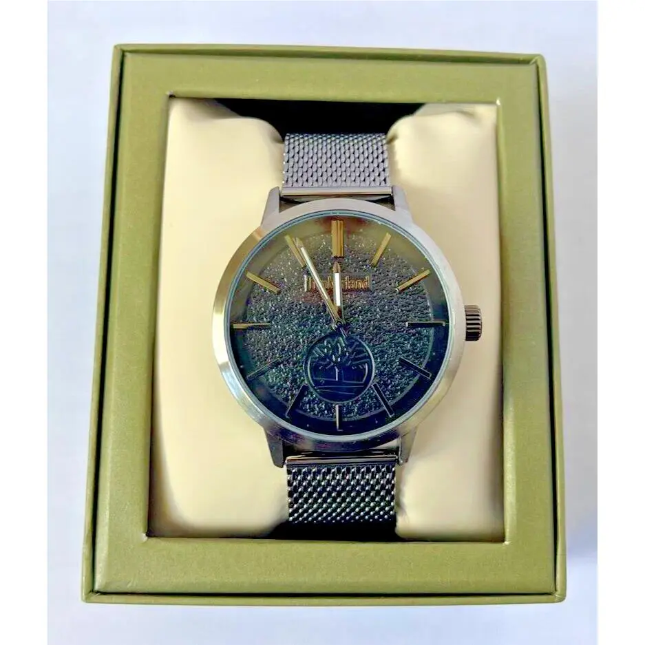 Black Dial Men`s Mesh Bracelet Analog Quartz Watch by Timberland
