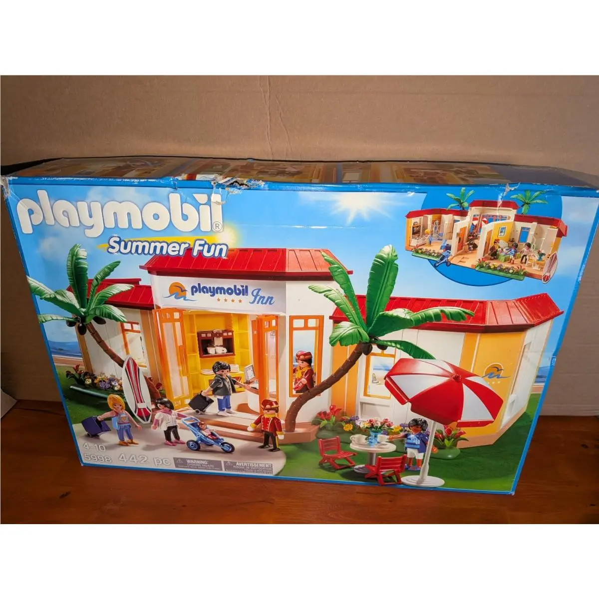 Playmobil Summer Fun Inn 5998 Tropical Beach Hotel 446 Pieces Dmg Box