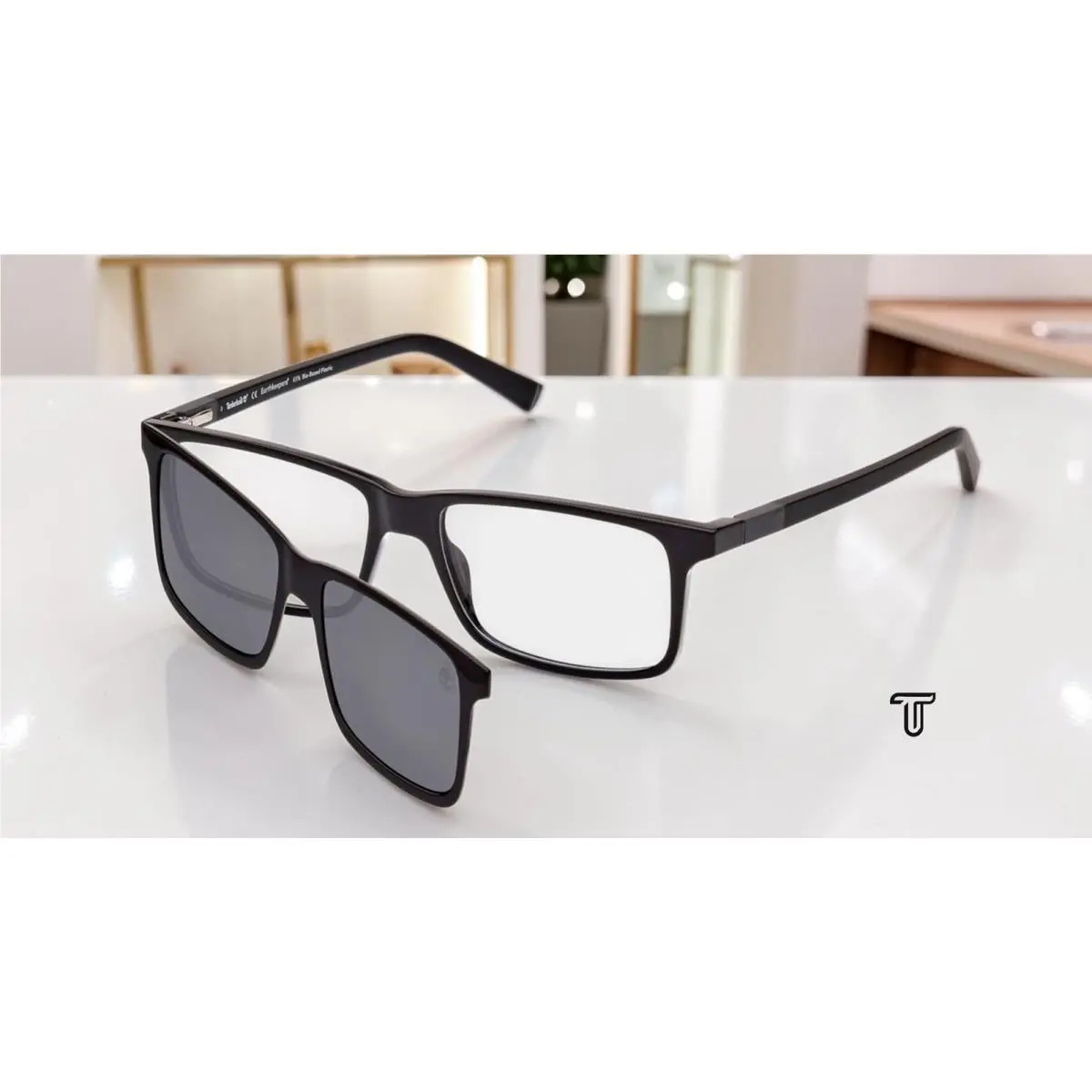 TB1765 001 Shiny Black Demo Lens 57 mm Men`s Eyeglasses by Timberland