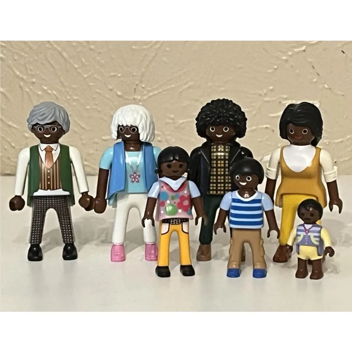 Playmobil Figure African American Family Old Young Baby Kids Family Afro Black