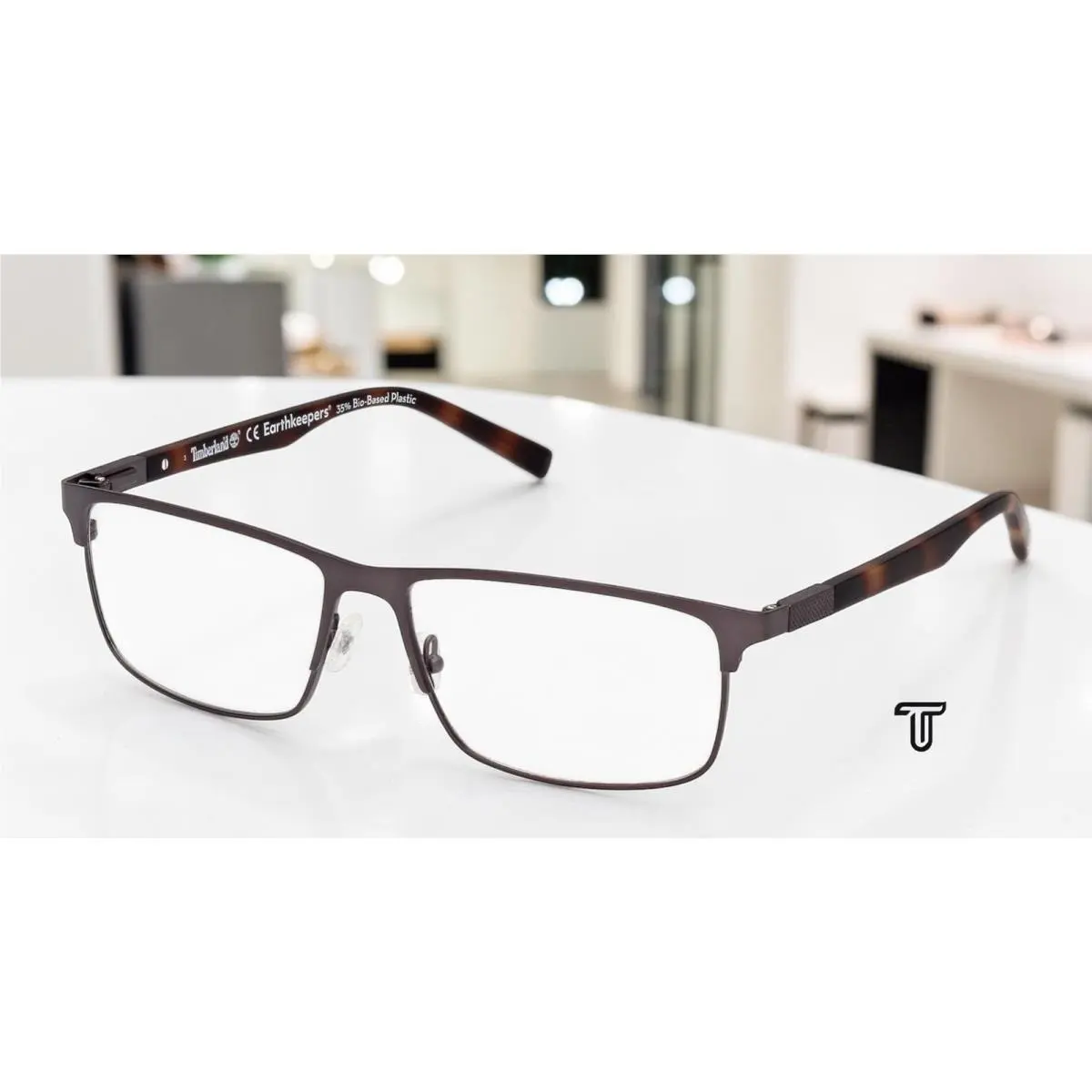 TB1651 006 Metal Shiny Dark Nickeltin 60 mm Men`s Eyeglasses by Timberland