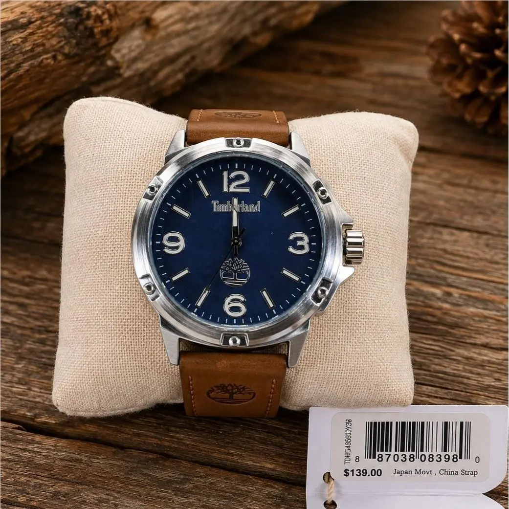 Men`s Watch Classic Blue Dial Brown Leather Strap Quartz TDWGA9002202 by Timberland