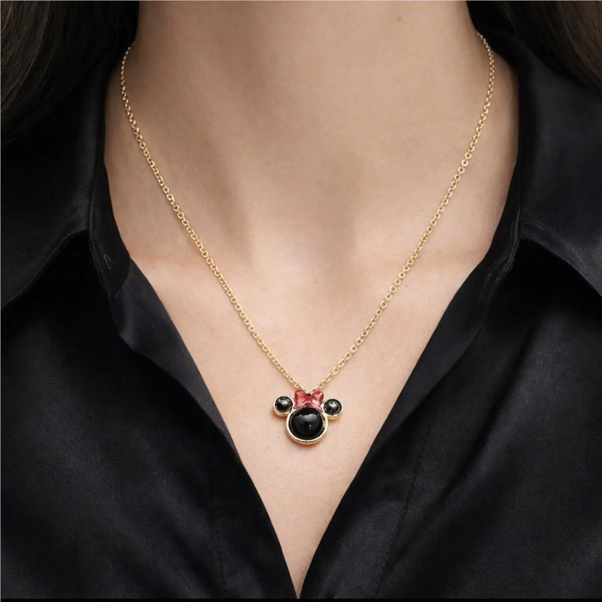 Minnie Mouse Necklace Gold Tone Necklace 17” with Extender by Kate Spade