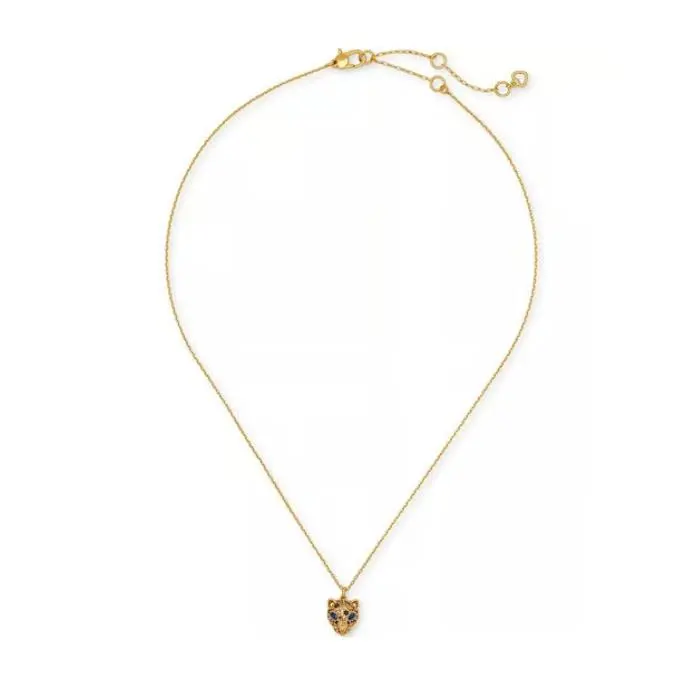 New York Fierce Leopard Mini Pendant Necklace Gold by Kate Spade