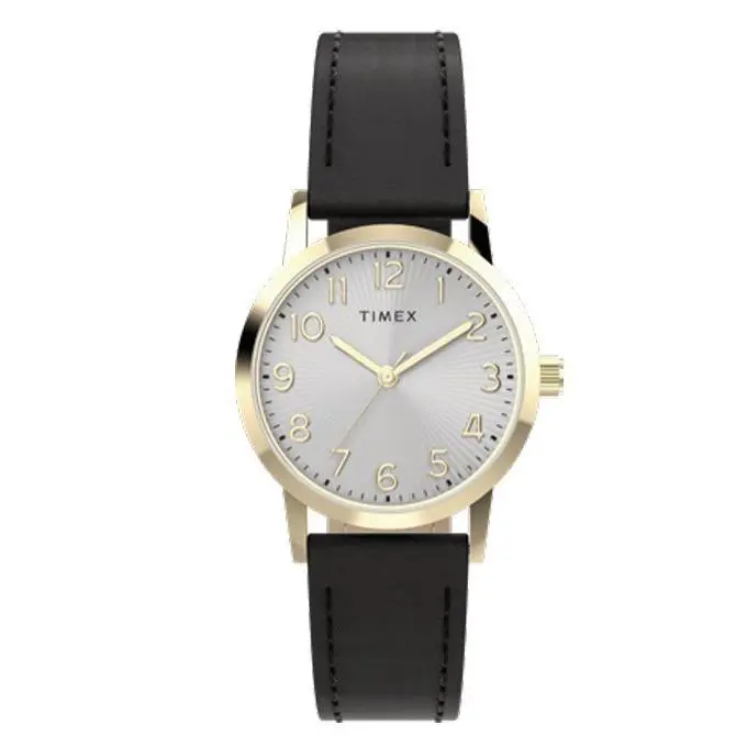 Main Street 30mm Black Leather Strap Gold-tone Women`s Watch TW2Y67200 by Timex