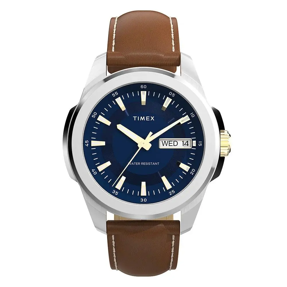 Essex Avenue Day-date 45mm Blue Dial Men`s Watch TW2Y38100 by Timex