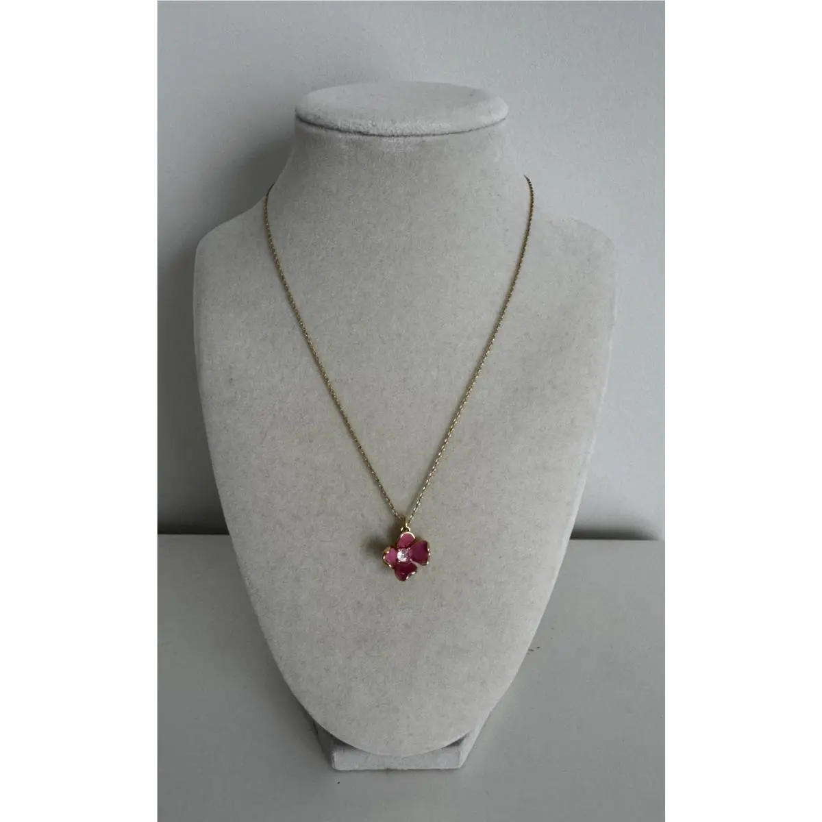 New York New Bloom Pink Color Flower Pendant Necklace Gold by Kate Spade