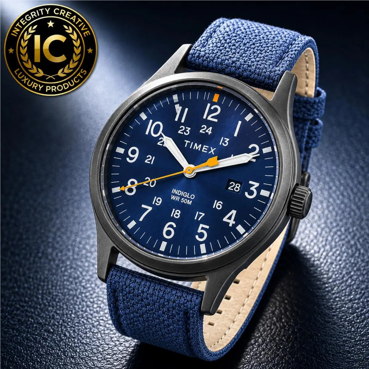 Timex Allied Classic Quartz Blue Dial Men`s Round Watch 40mm Fabric Band Strap