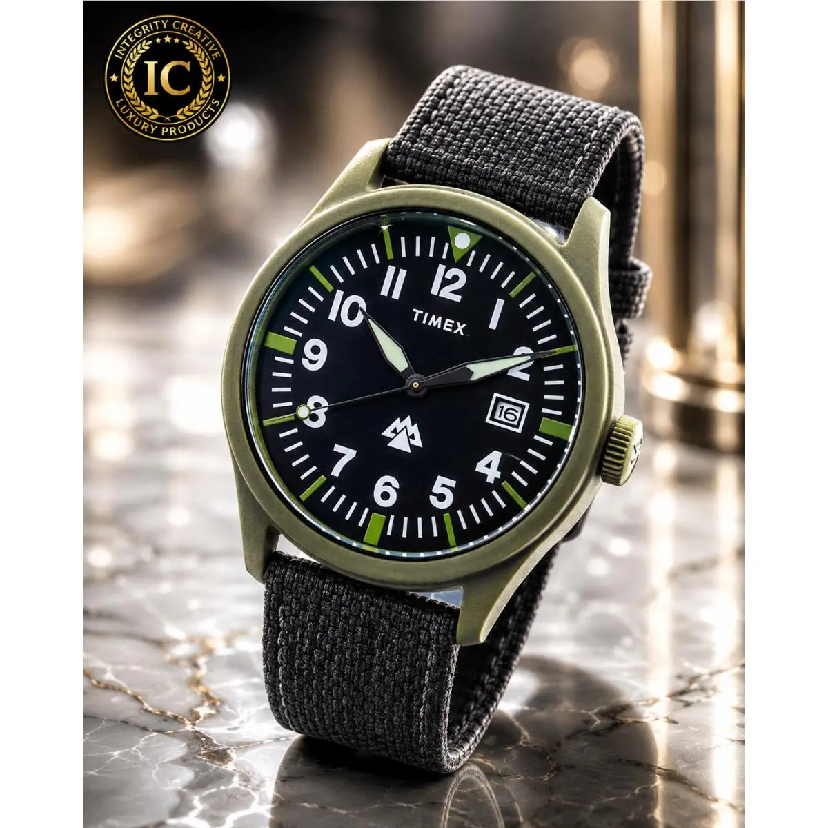 Expedition North Traprock Mens Watch Black Dial Quartz Green Case Wrist by Timex