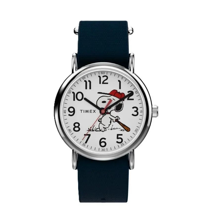Unisex Weekender x Peanuts Baseball Blue Fabric Strap Snoopy TW2Y51400 by Timex