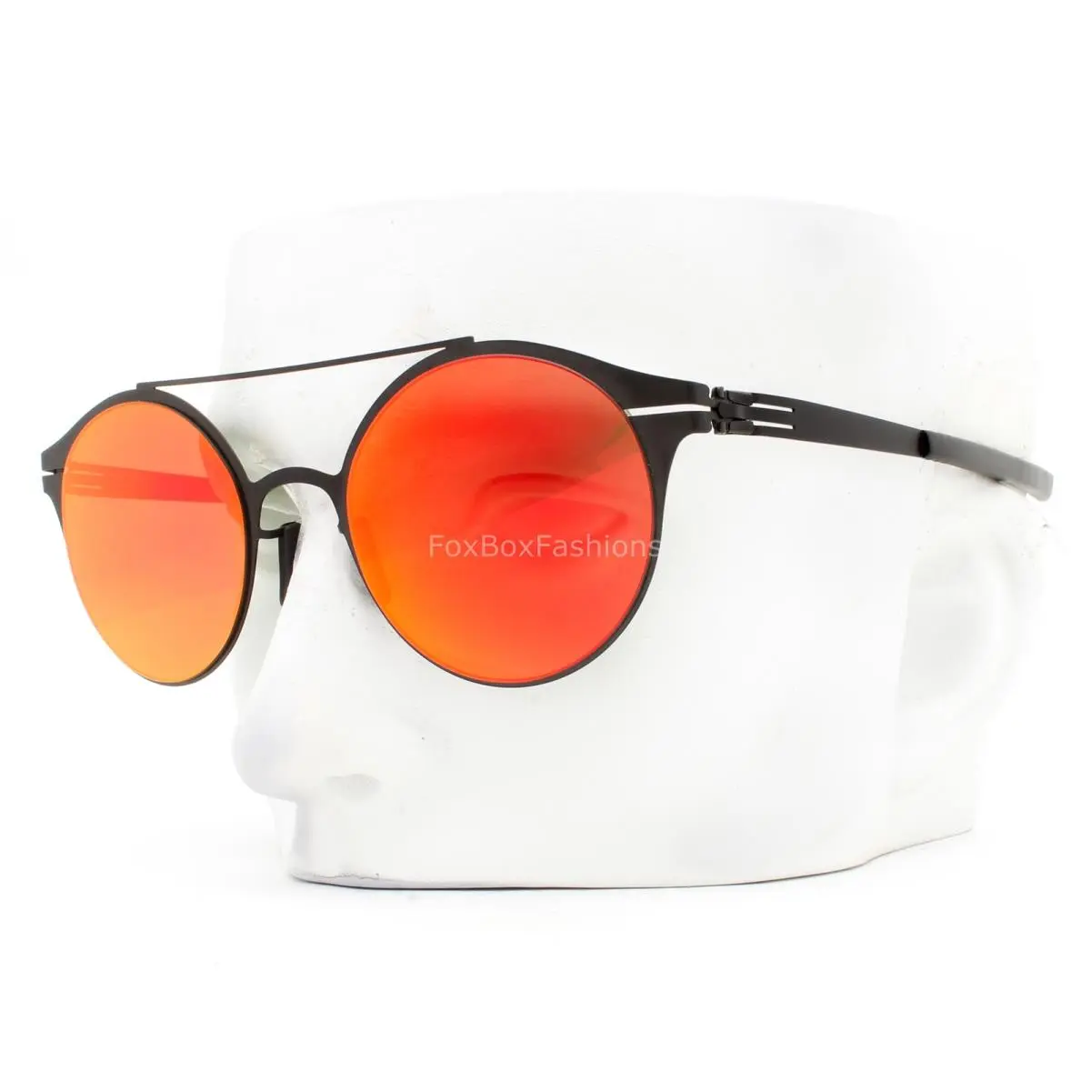 Ic Berlin Blanca F. Sunglasses Matte Black Crimson Red Mirrored with Case by ic! berlin