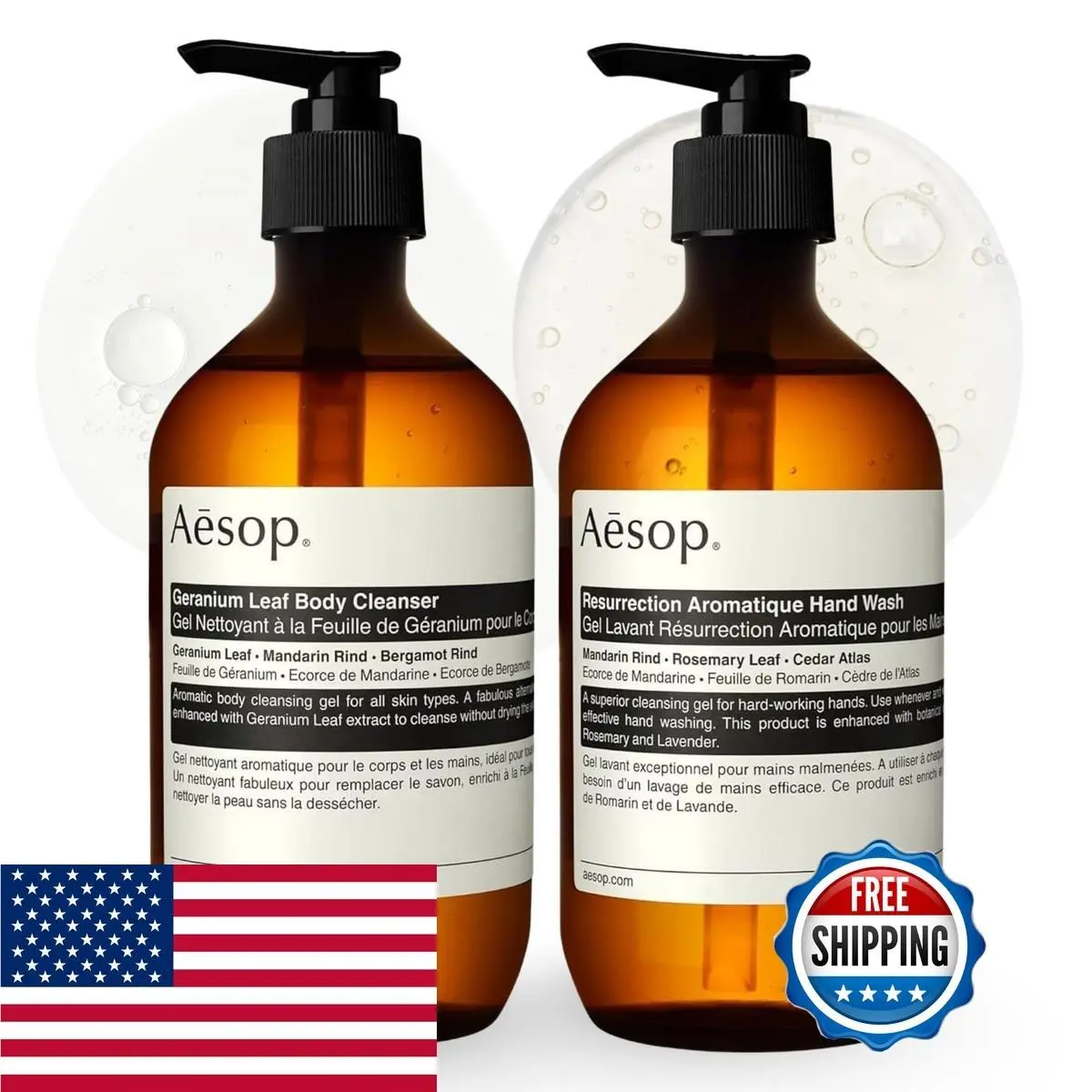 Resurrection Aromatique Hand Soap Geranium Leaf Body Wash 16.9 oz by Aesop