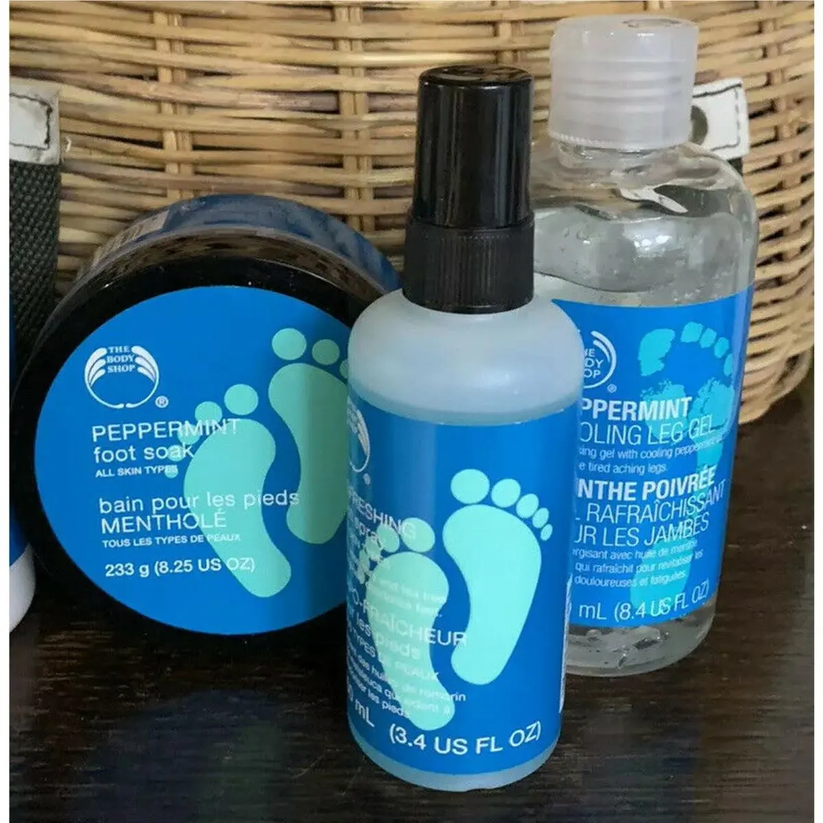 The Body Shop Peppermint Foot Soak Cooling Lotion Gel Lot Rare Lot 3