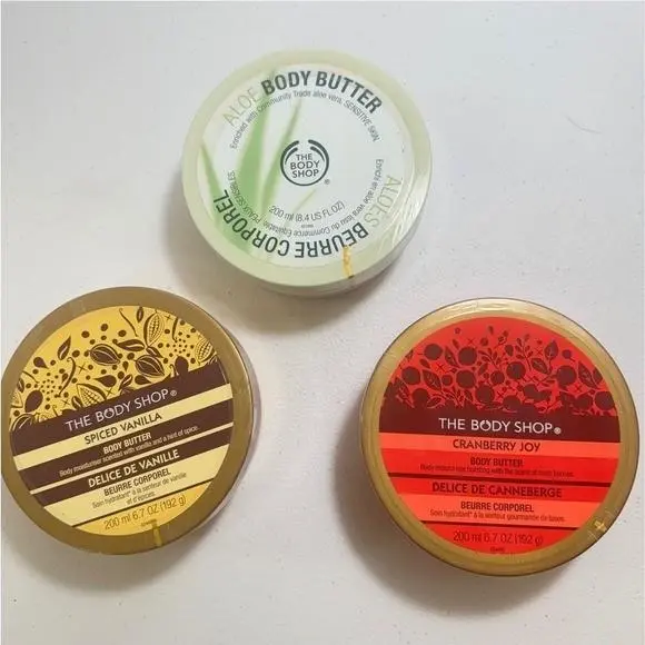 The Body Shop Body Butter Set Aloe Vera Spiced Vanilla Cranberry Joy 200ml 6.7oz by THE BODY SHOP