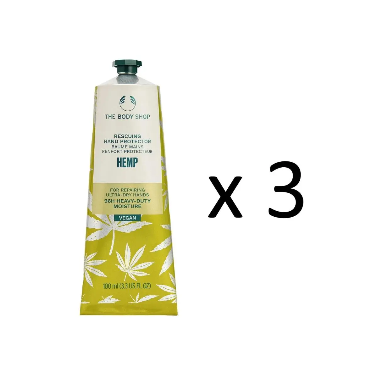 The Body Shop Hemp Hand Protector 100ml x3 Pack Dry Skin Moisturizer Cream