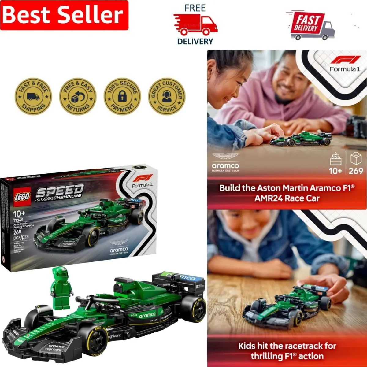 Aston Martin Aramco F1 Race Car Building Kit - Ultimate Lego Set For Ages 10+