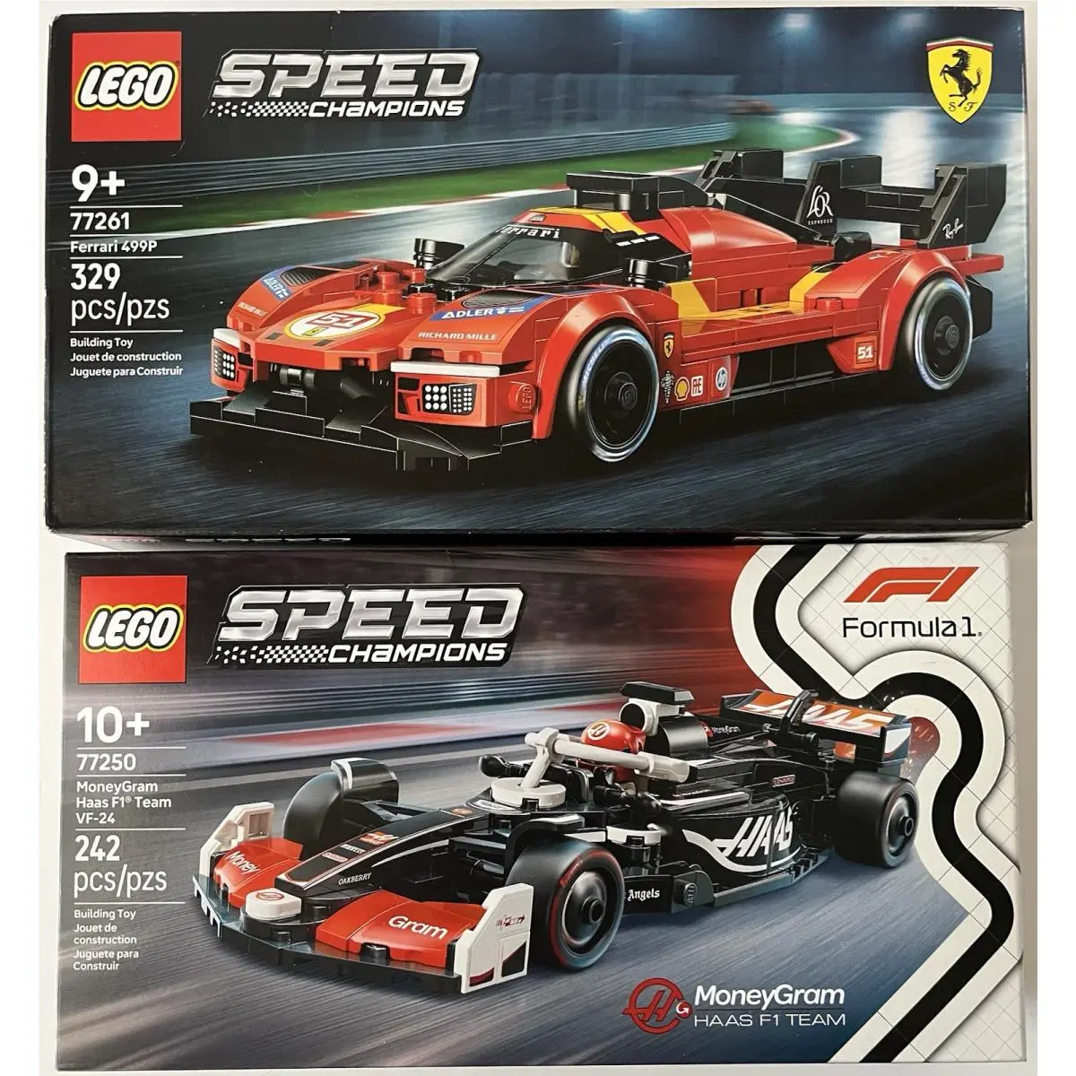2 Lego Speed Champions: Ferrari 499P 77261 Moneygram Haas F1 Team VF-24 77250