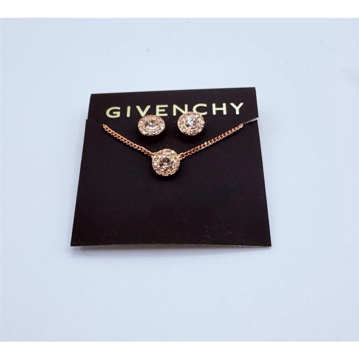 Crystal Halo Pendant Necklace and Stud Earrings Set - Rose Gold Tone by Givenchy