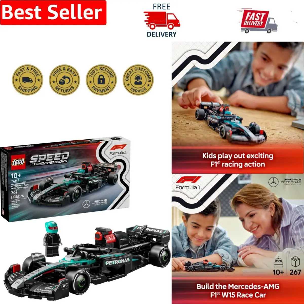 Exciting Mercedes-amg F1 W15 Speed Champions Lego Set - Create Display