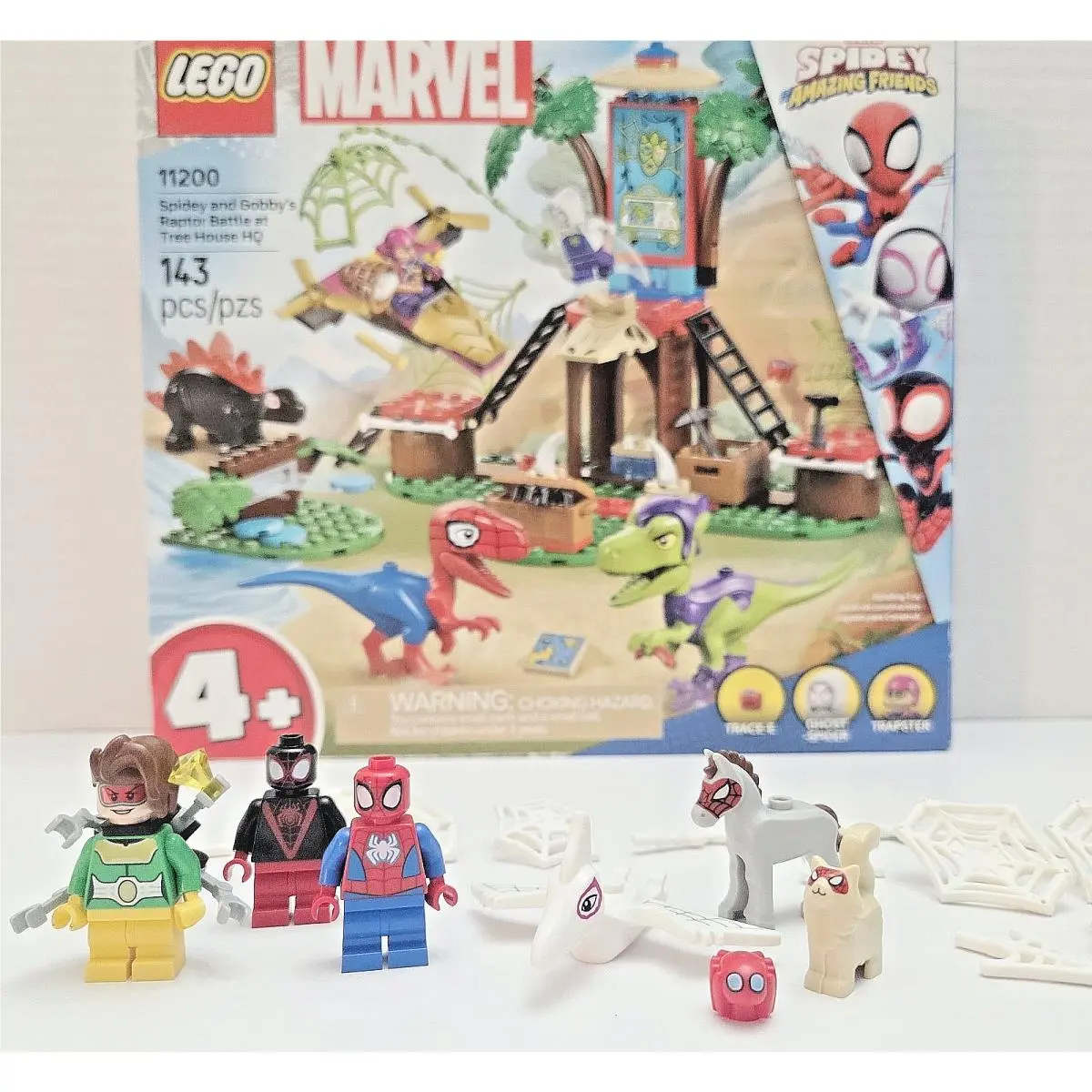 Lego 11200 Spidey Gobby Raptor Tree House + Bonus Figures Super Hero Dinos
