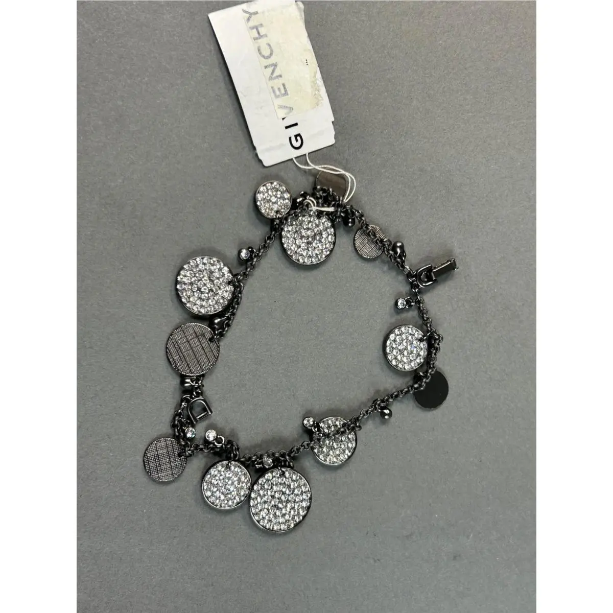 Gunmetal Pave Crystal Disc Charm Bracelet G04240S245N by Givenchy