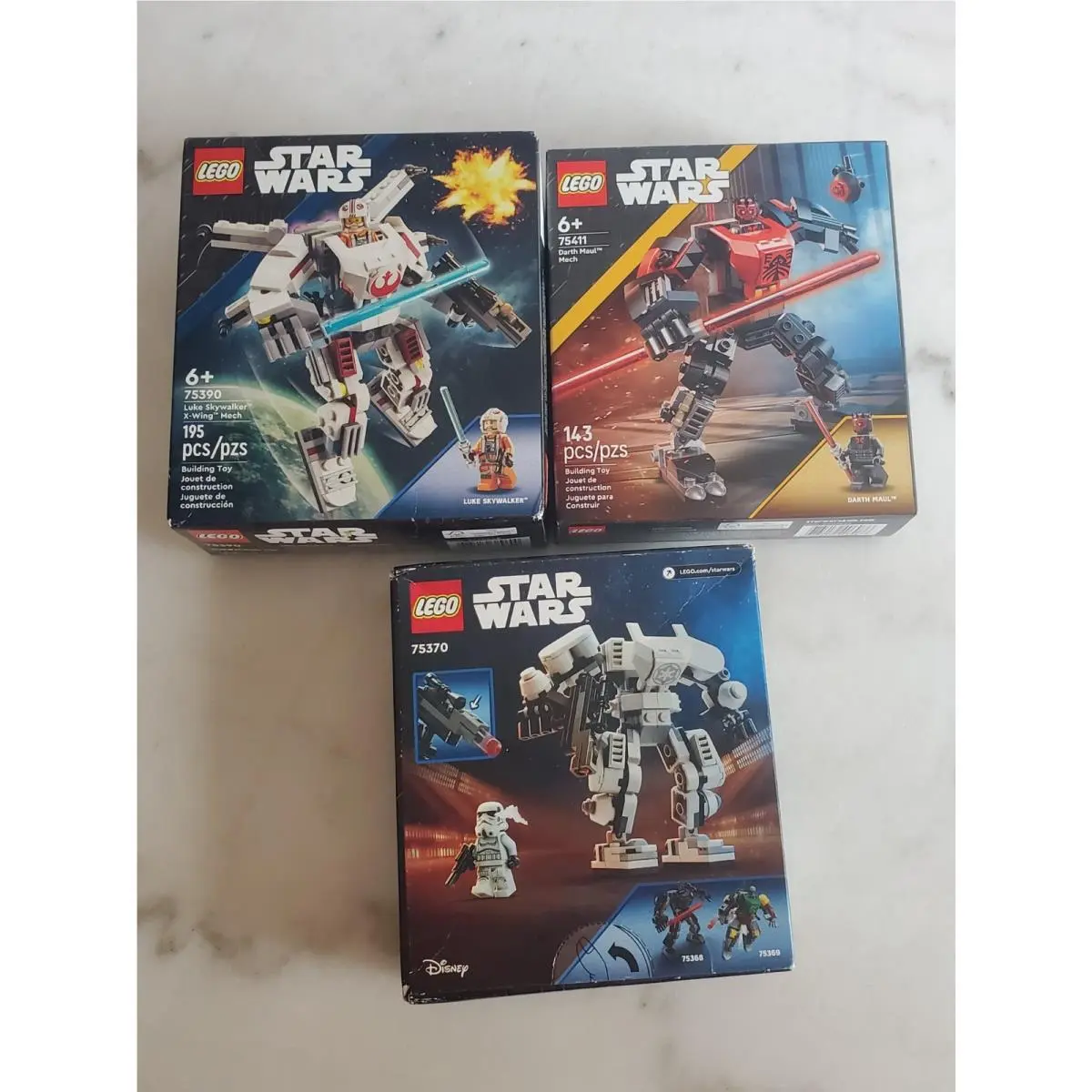 Lego Star Wars Luke Skywalker X-wing Mech 75390 Darth Maul Mech 75411 Stormtroop