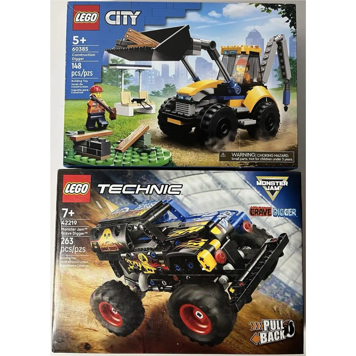 2 Lego: City Construction Digger 60385 Technic Monster Jam Grave Digger 42219