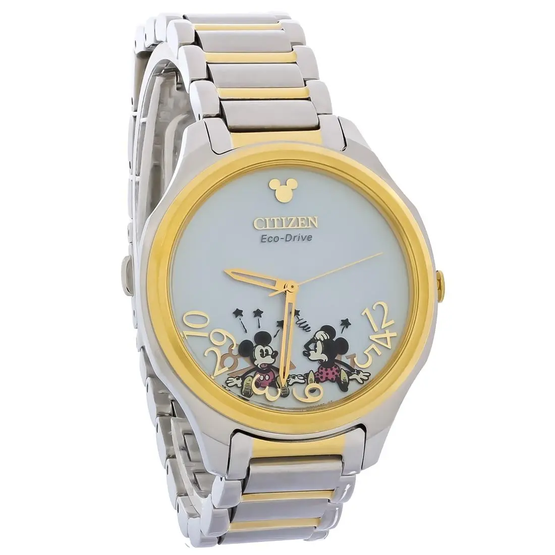 Eco-drive Falling Mickey Minnie Women`s Two Tone Watch EM0754-59W by Citizen
