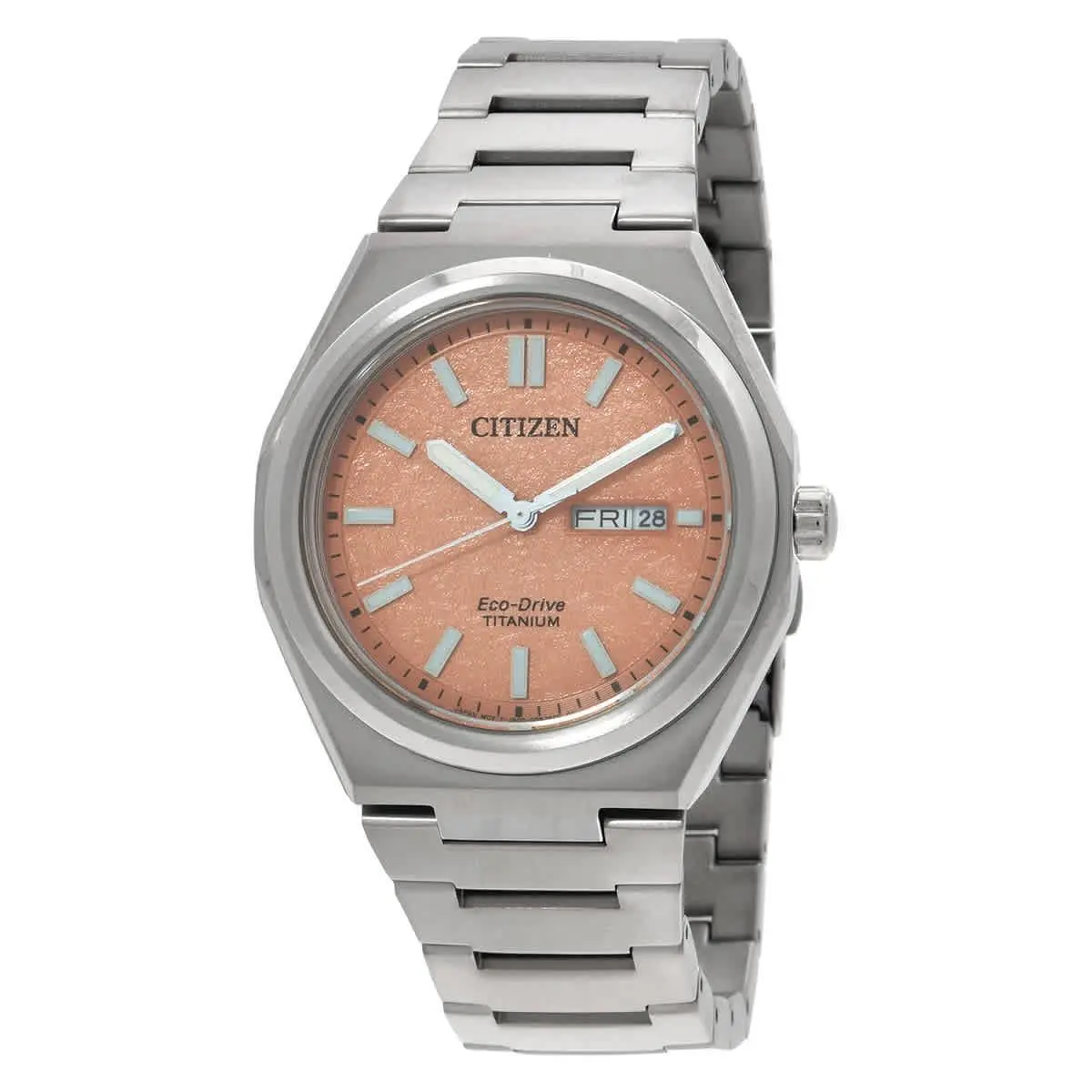 Citizen Zenshin Three-hand Orange Dial Men`s Watch AW0130-85Z - Orange, Dial: Orange, Band: Silver-tone