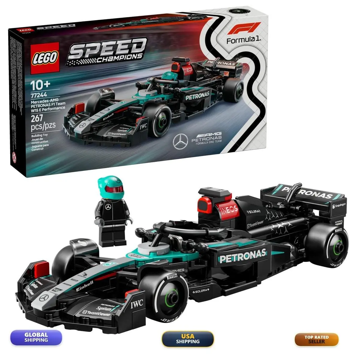 Lego Speed Champions Mercedes-amg F1 W15 Race Car Toy - 77244 6526998