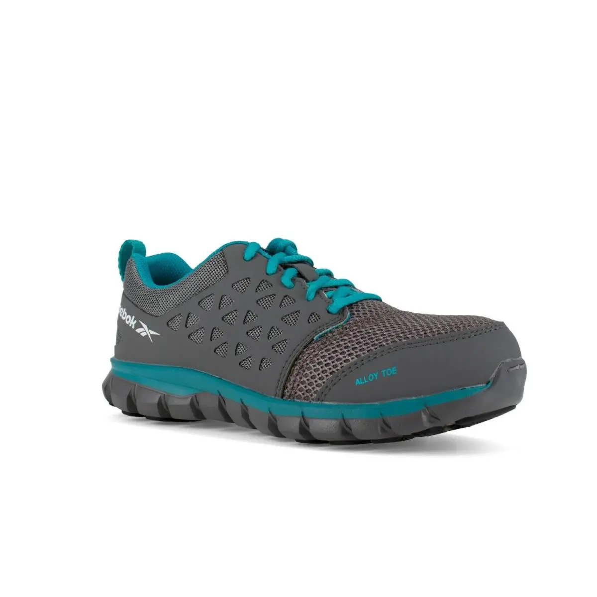 Reebok Work Women`s Sublite Cushion Comp Toe Ath Grey and Turquoise - 9.5 Wide